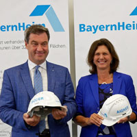 Präsentation der neuen Wohnungsbaugesellschaft für Bayern: Ministerpräsident Dr. Markus Söder, Bauministerin Ilse Aigner, neuer Geschäftsführer der BayernHeim Peter Baumeister